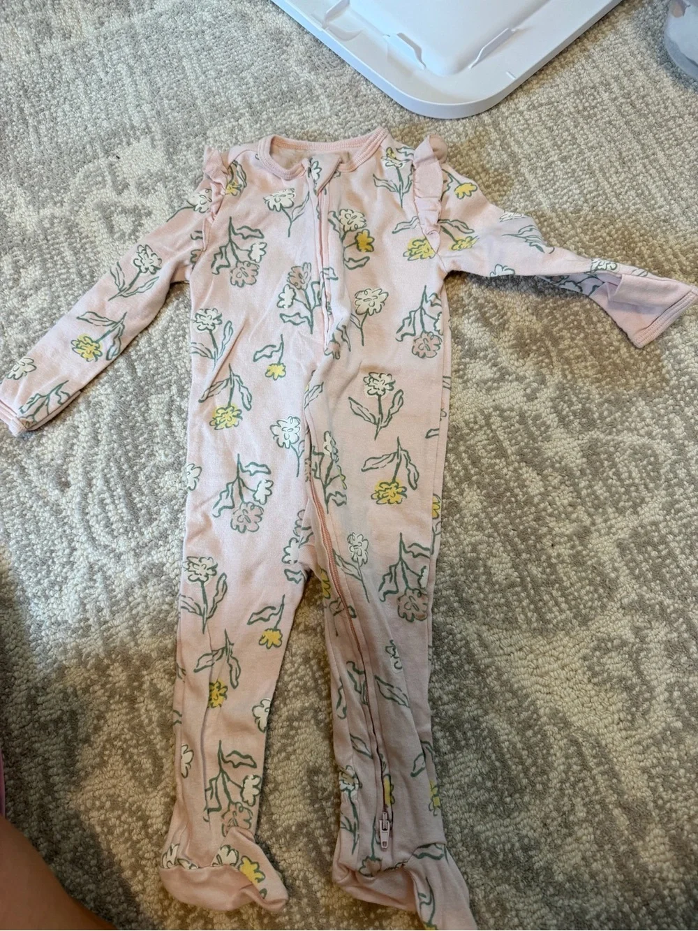 cloud island Pink Floral Zip Footed One-Piece Pajamas